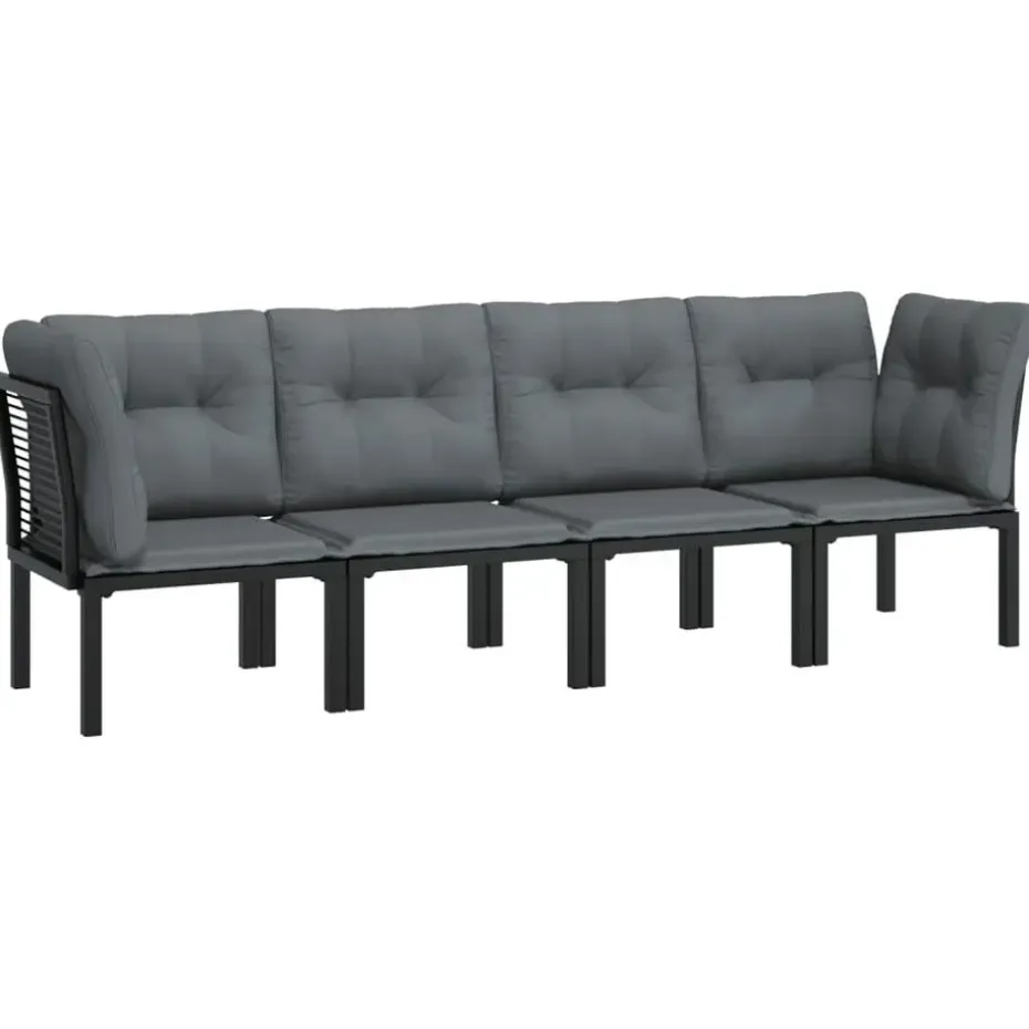vidaXL - Loungeset - Zwart - Poly rattan