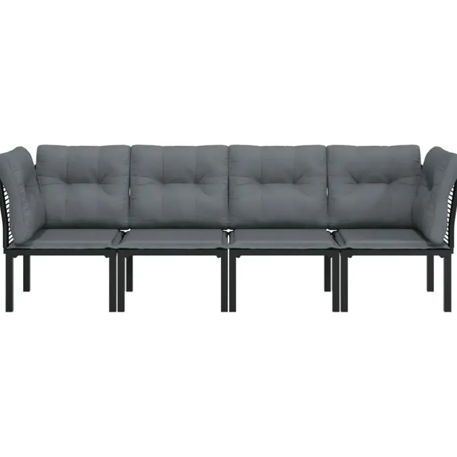 vidaXL - Loungeset - Zwart - Poly rattan