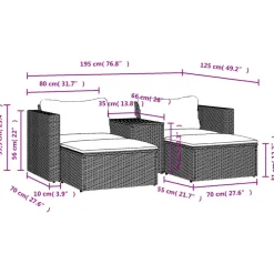 vidaXL - Loungeset - Zwart - Poly rattan