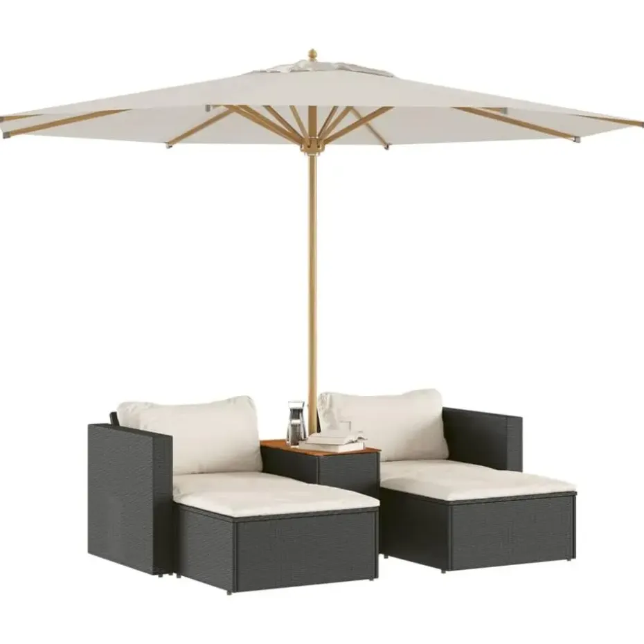 vidaXL - Loungeset - Zwart - Poly rattan