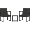 vidaXL - Loungeset - Zwart - Poly rattan - 3 stuks - Met kussens