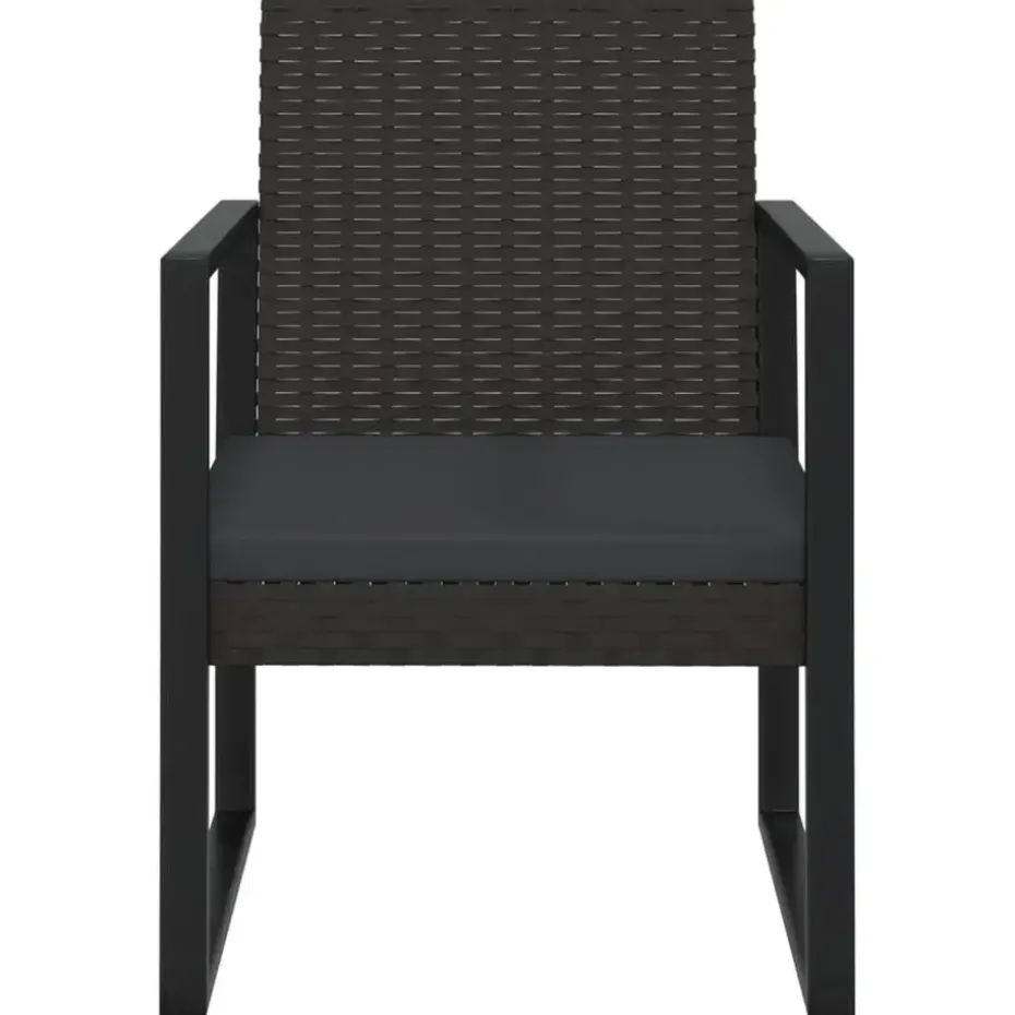 vidaXL - Loungeset - Zwart - Poly rattan - 3 stuks - Met kussens