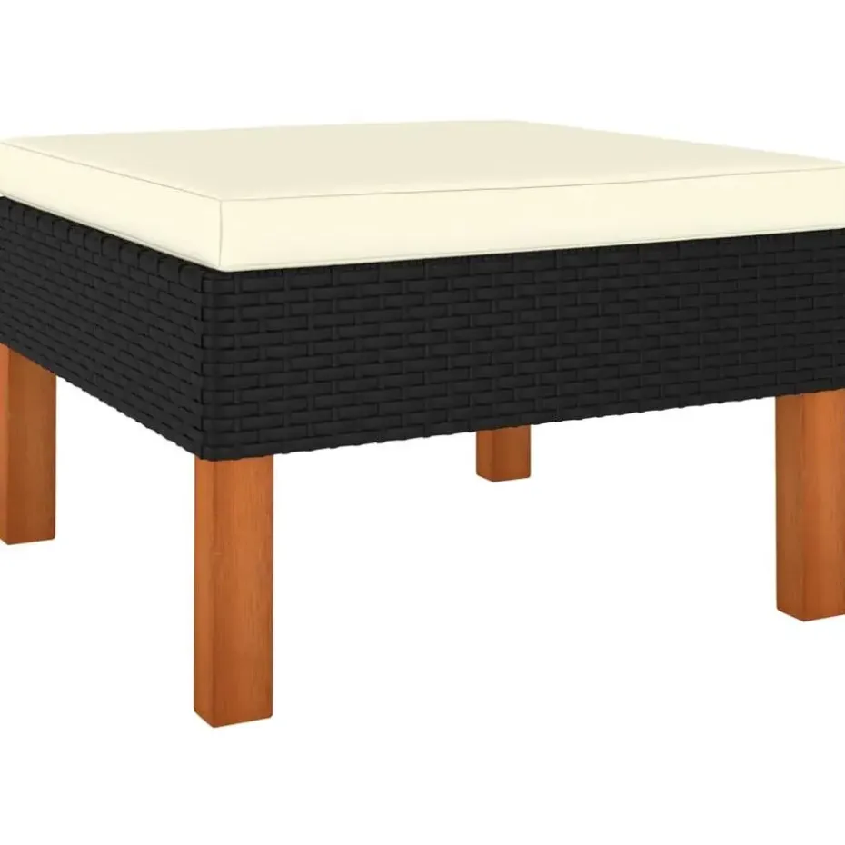 vidaXL - Loungeset - Zwart - Poly rattan en massief eucalyptushout - 3 stuks