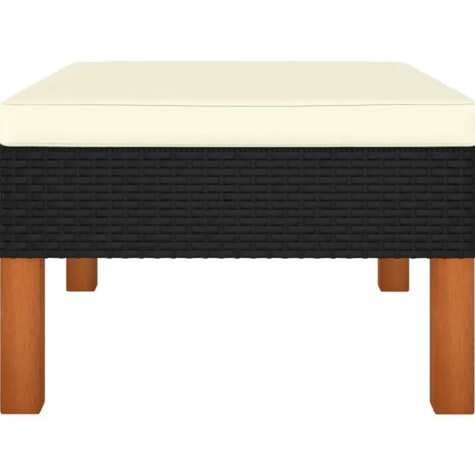 vidaXL - Loungeset - Zwart - Poly rattan en massief eucalyptushout - 3 stuks