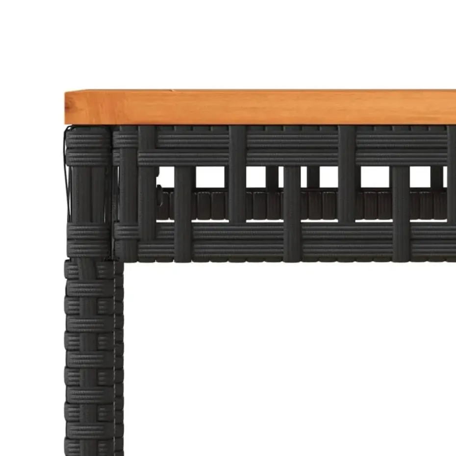 vidaXL - Loungetafel - Weerbestendig - Zwart - Poly rattan en hout - 38x38x42cm