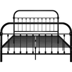 vidaXL - Meatlen bed met hoofdbord - Zwart - Metaal - 140x200 cm