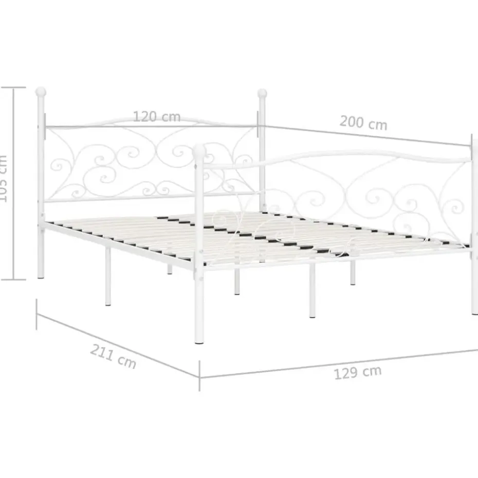 vidaXL - Metalen bed frame met hoofd- en voeteneinde - Wit - 120x200 cm