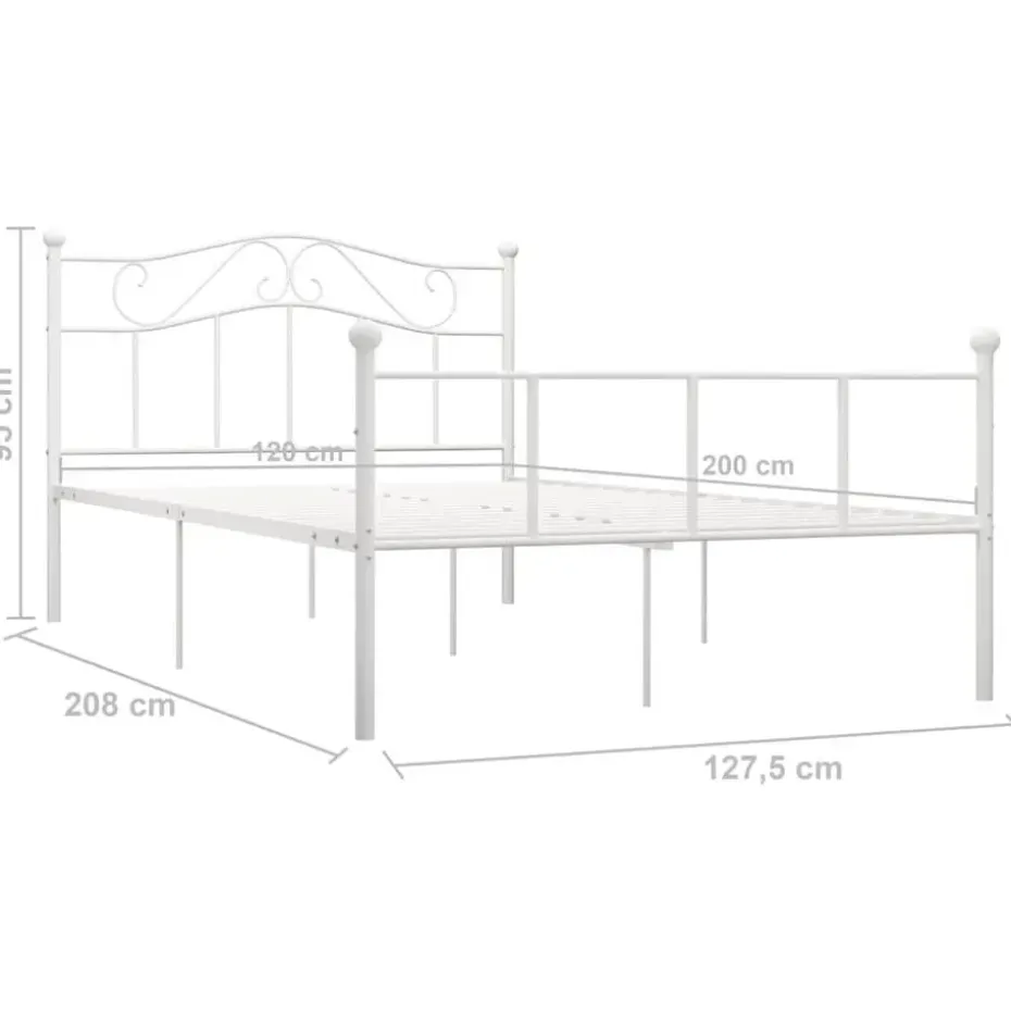 vidaXL - Metalen bed frame met hoofdeinde - Wit - Metaal - 120x200 cm