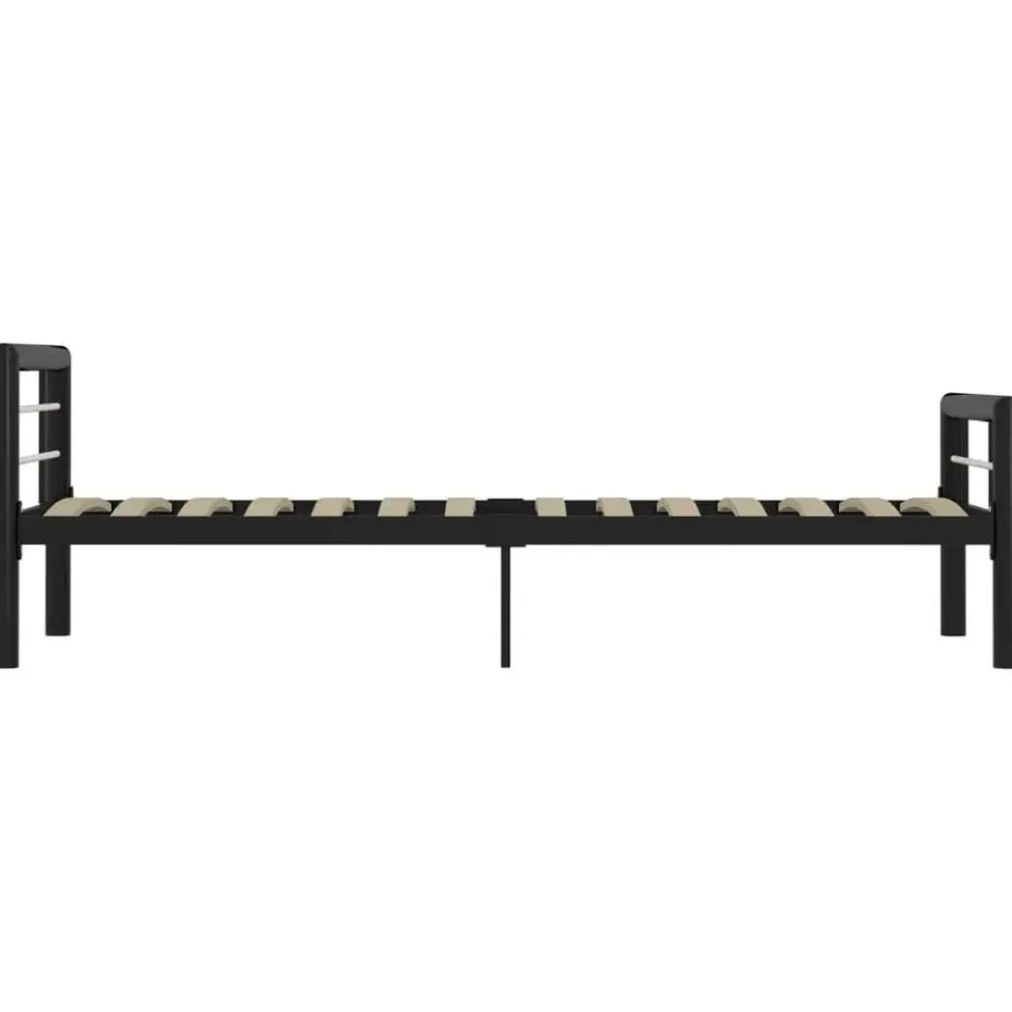 vidaXL - Metalen eenpersoonsbed met hoofdbord - zwart en wit - 90x200 cm