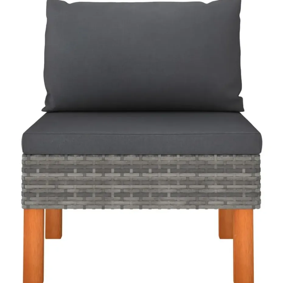 vidaXL - Middenbanken - Grijs - Poly rattan en massief eucalyptushout - 3 stuks