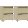 vidaXL - Nachtkastje - Bruin - Bewerkt hout - 2 stuks