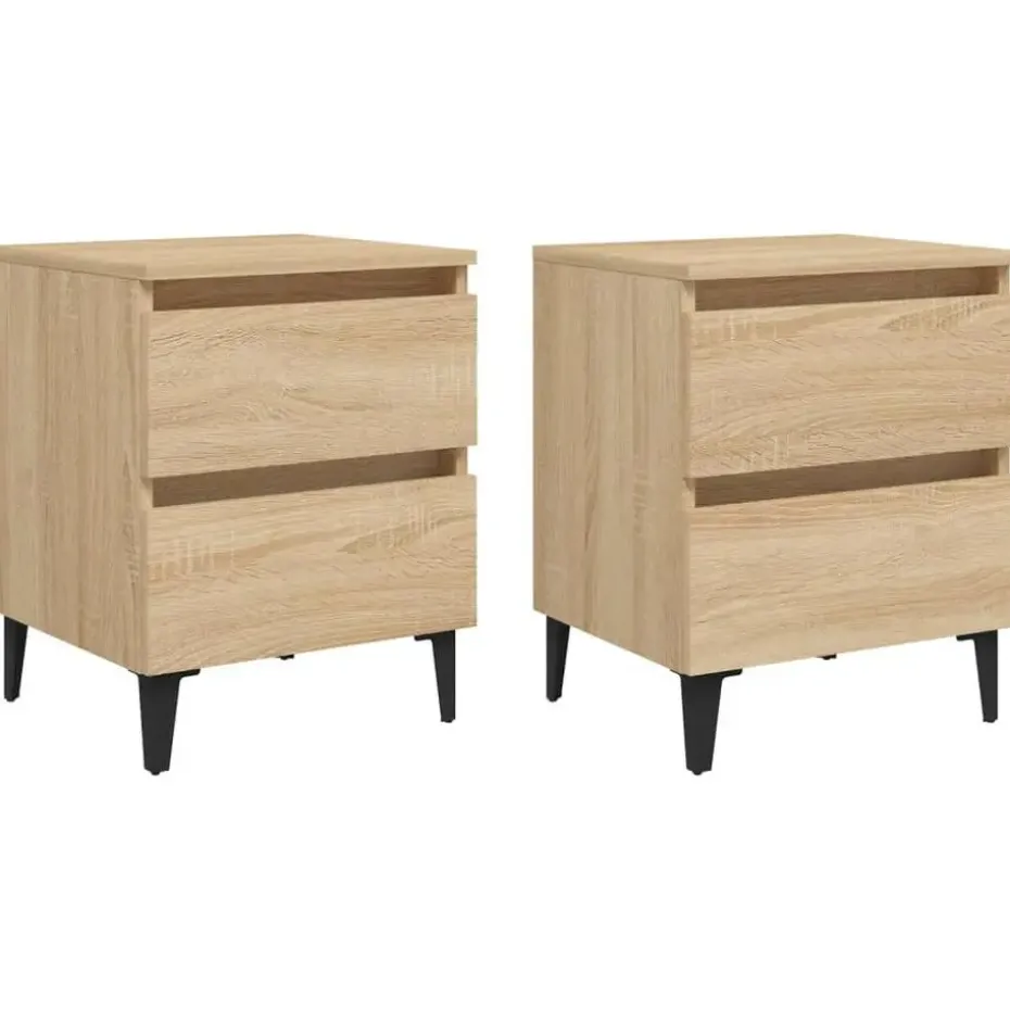 vidaXL - Nachtkastje - Bruin - Bewerkt hout - 2 stuks