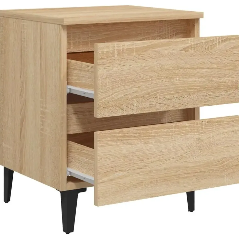 vidaXL - Nachtkastje - Bruin - Bewerkt hout - 2 stuks