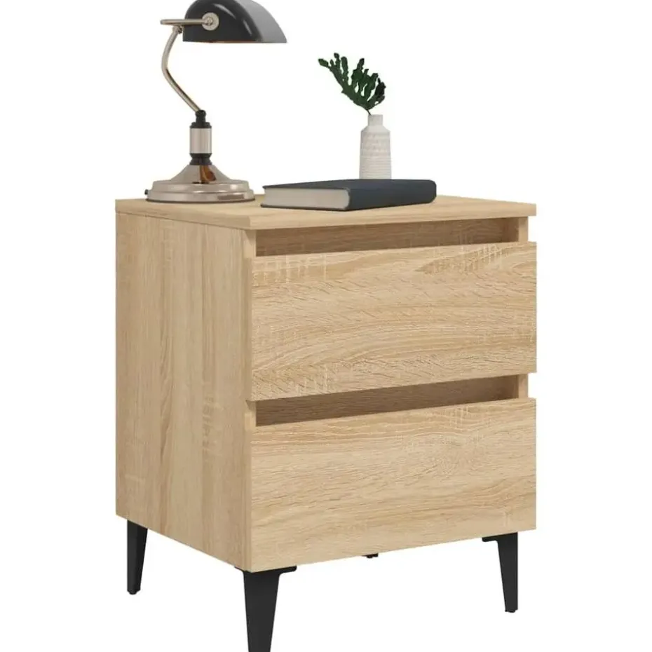 vidaXL - Nachtkastje - Bruin - Bewerkt hout - 2 stuks