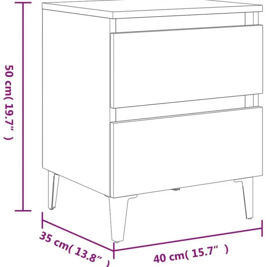 vidaXL - Nachtkastje - Bruin - Bewerkt hout - 2 stuks