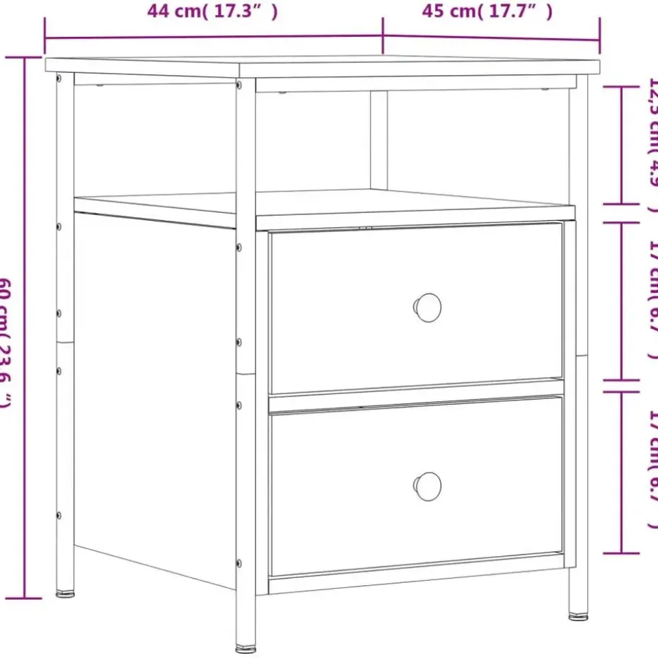 vidaXL - Nachtkastje - Bruin - Bewerkt hout - 2 stuks