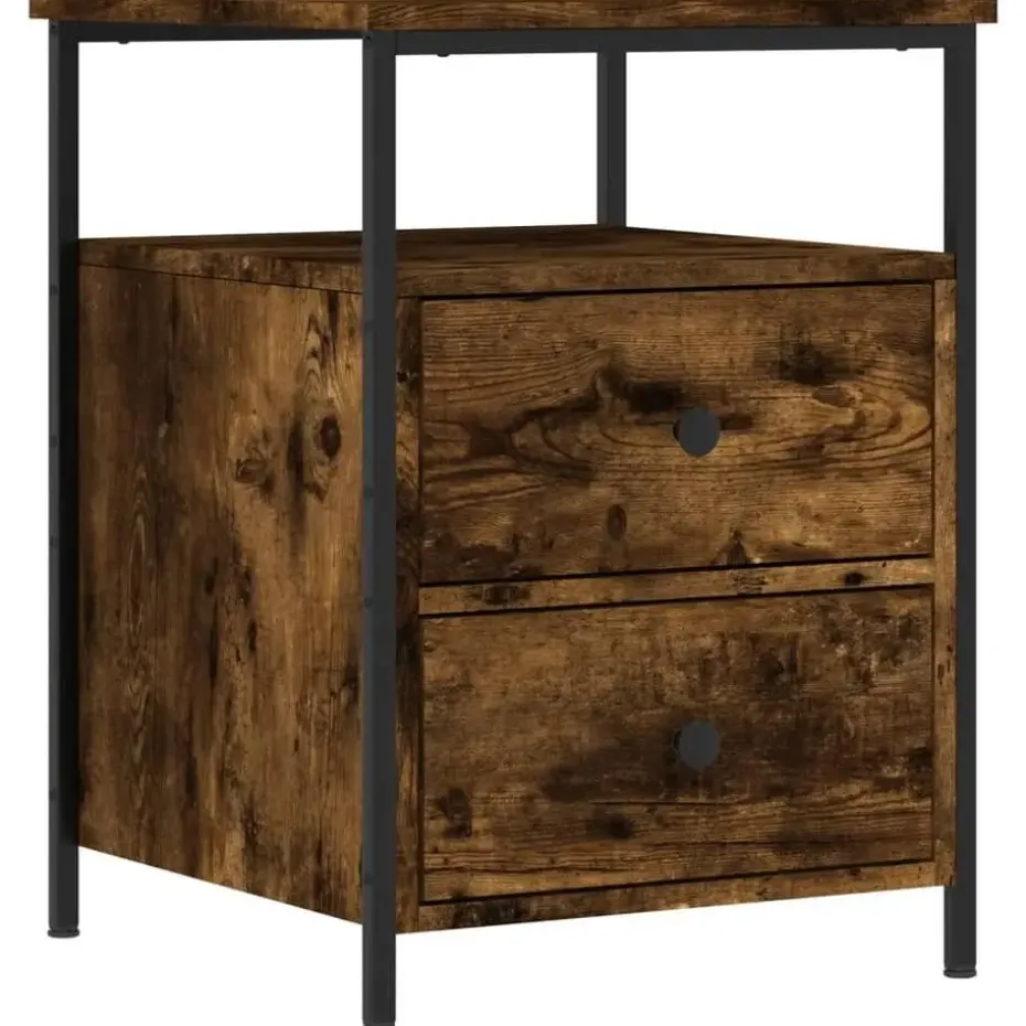 vidaXL - Nachtkastje - Bruin - Bewerkt hout - 2 stuks