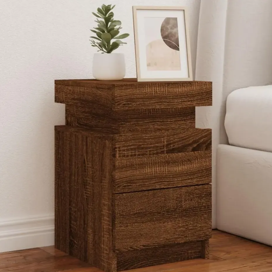 vidaXL - Nachtkastje - Bruin - Bewerkt hout - 2 stuks