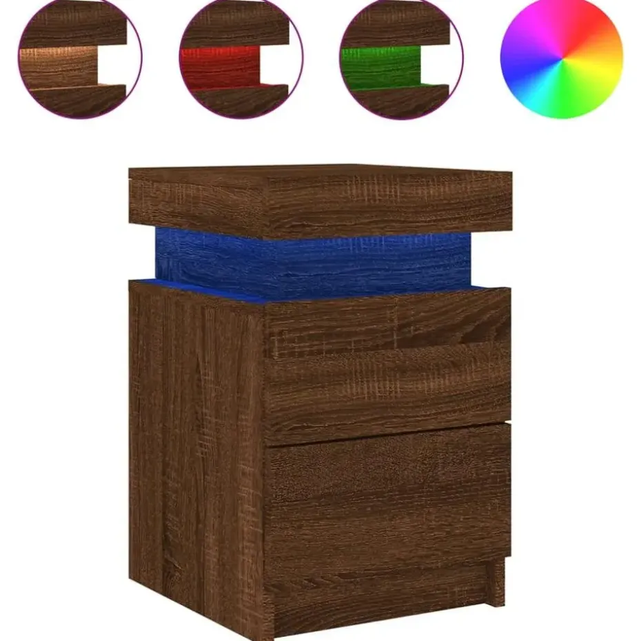 vidaXL - Nachtkastje - Bruin - Bewerkt hout - 2 stuks