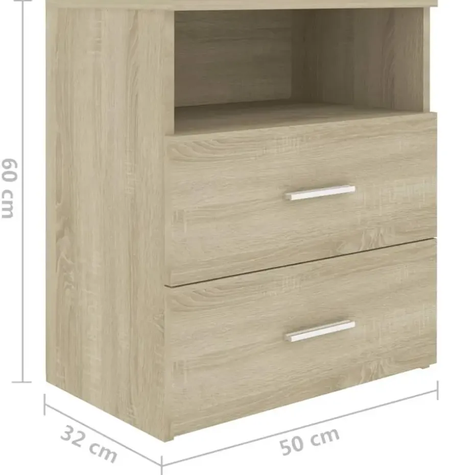 vidaXL - Nachtkastje - Bruin - Bewerkt hout - 2 stuks