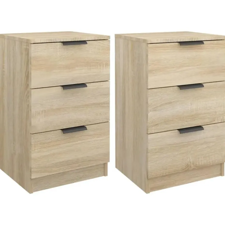 vidaXL - Nachtkastje - Bruin - Bewerkt hout - 2 stuks