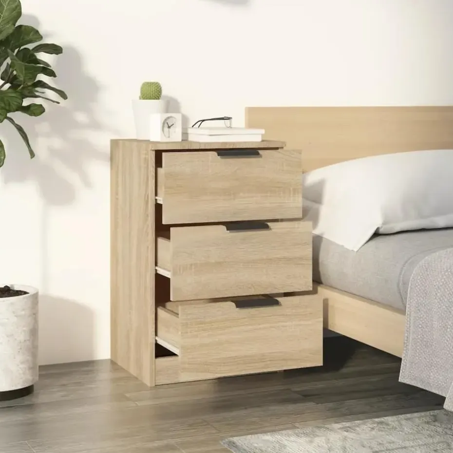 vidaXL - Nachtkastje - Bruin - Bewerkt hout - 2 stuks