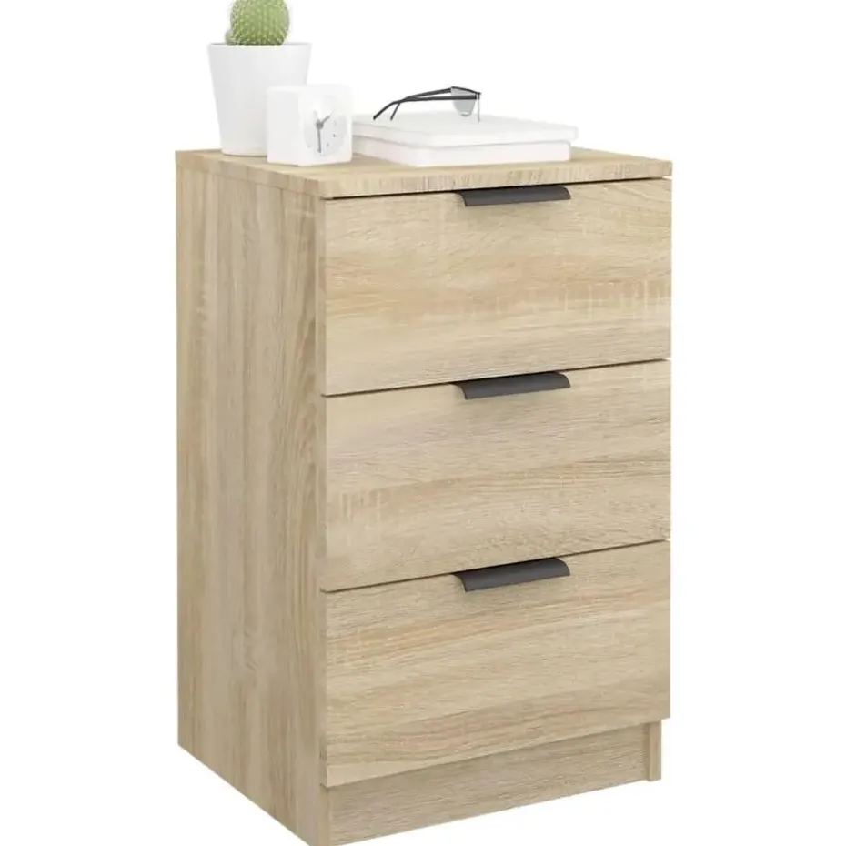 vidaXL - Nachtkastje - Bruin - Bewerkt hout - 2 stuks