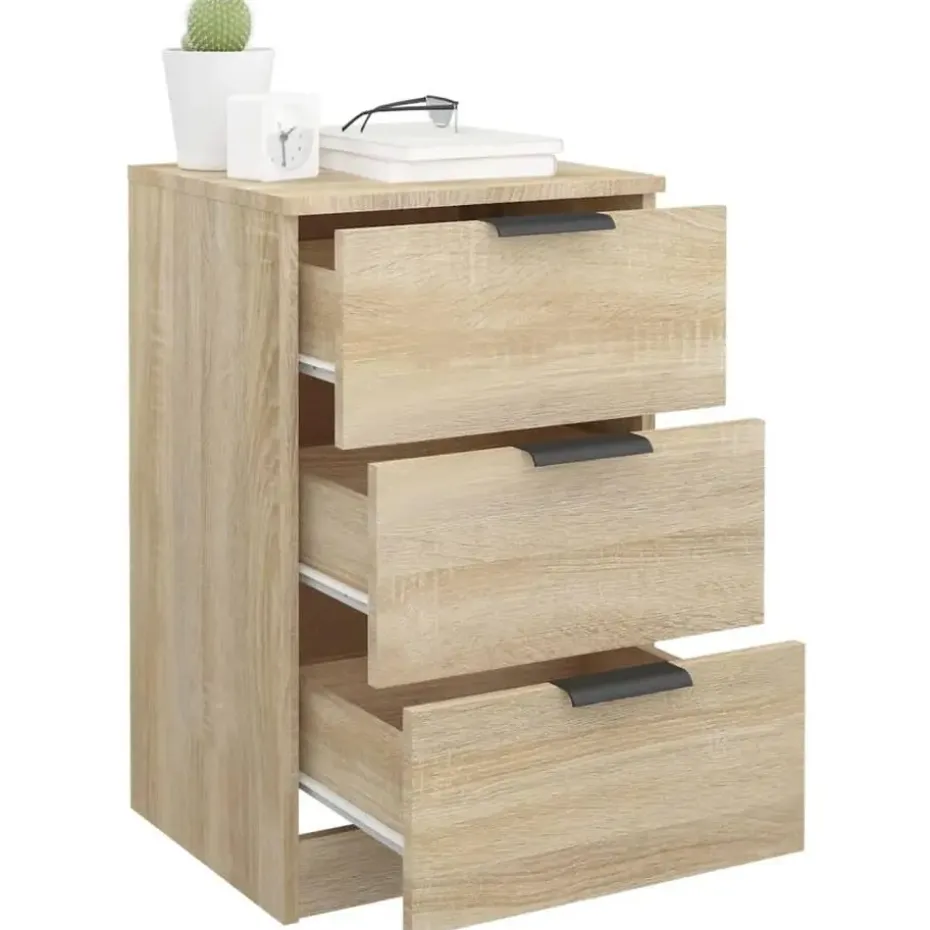 vidaXL - Nachtkastje - Bruin - Bewerkt hout - 2 stuks