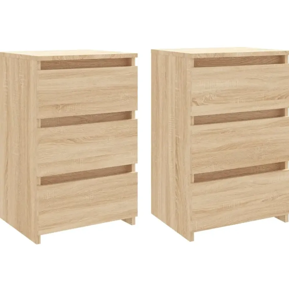 vidaXL - Nachtkastje - Bruin - Bewerkt hout - 2 stuks