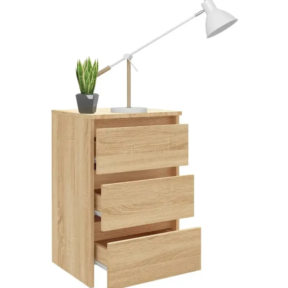 vidaXL - Nachtkastje - Bruin - Bewerkt hout - 2 stuks