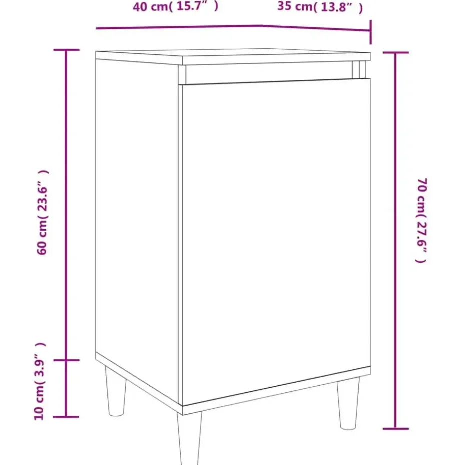 vidaXL - Nachtkastje - Hoogglans wit - Bewerkt hout - 40 x 35 x 70 cm