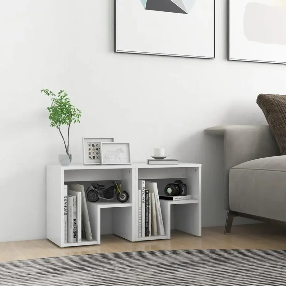 vidaXL - Nachtkastje - Wit - Bewerkt hout - 2 stuks