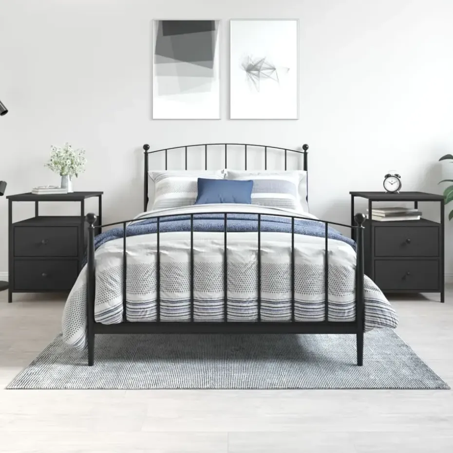 vidaXL - Nachtkastje - Zwart - Bewerkt hout - 2 stuks