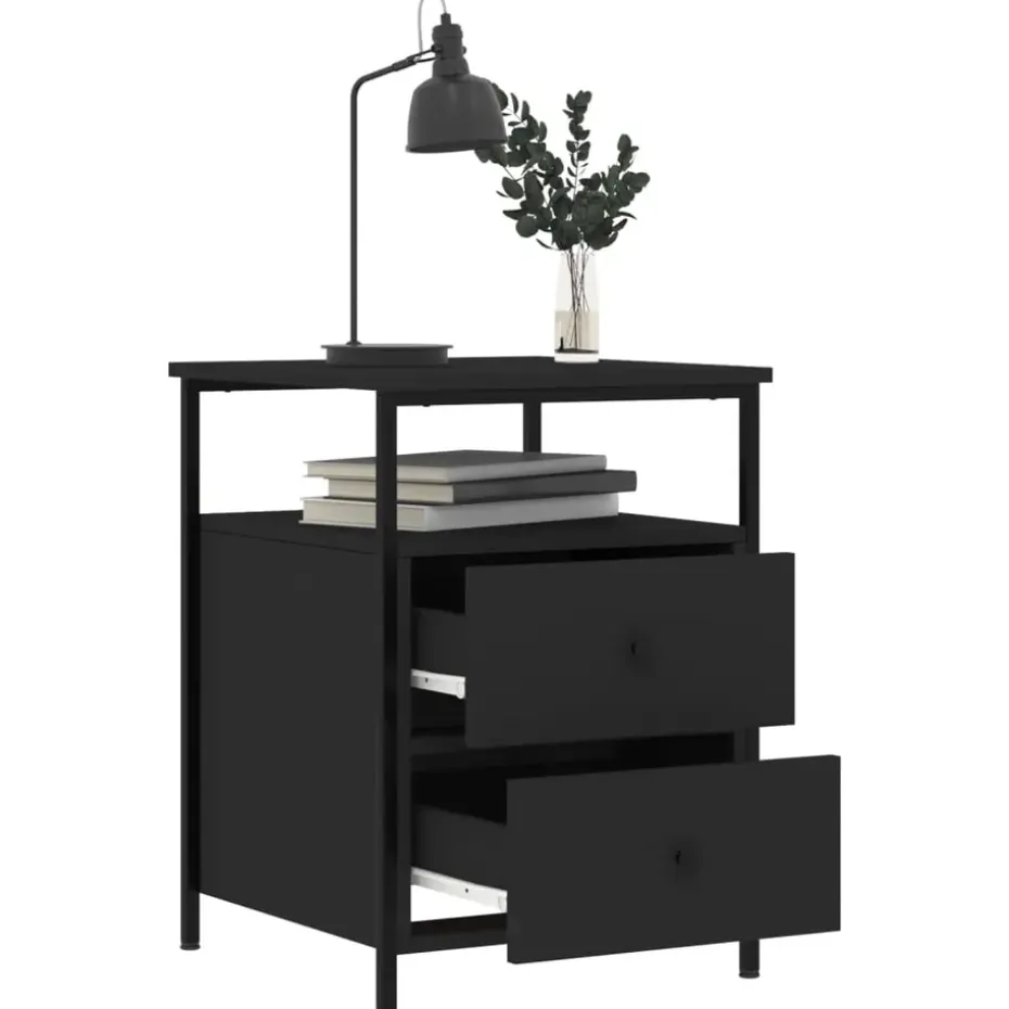 vidaXL - Nachtkastje - Zwart - Bewerkt hout - 2 stuks