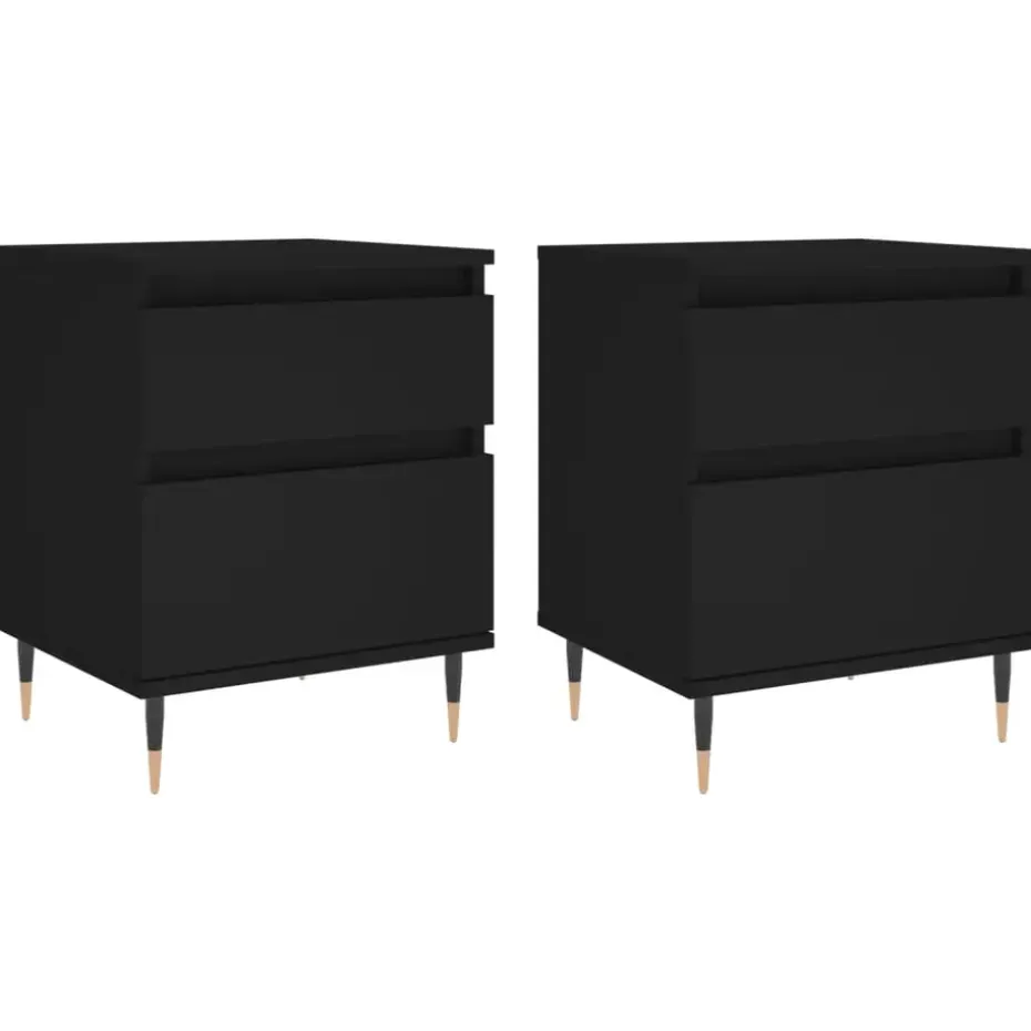 vidaXL - Nachtkastje - Zwart - Bewerkt hout - 2 stuks