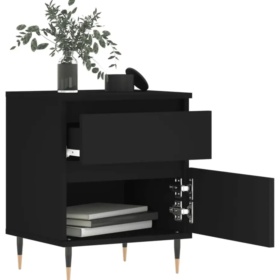vidaXL - Nachtkastje - Zwart - Bewerkt hout - 2 stuks
