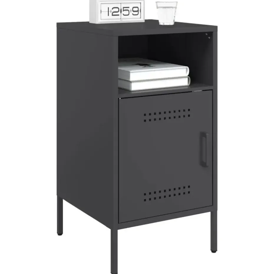 vidaXL - Nachtkastje - Zwart - Staal - 2 stuks