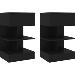 vidaXL - Nachtkastje - Zwart - Bewerkt hout - 2 stuks