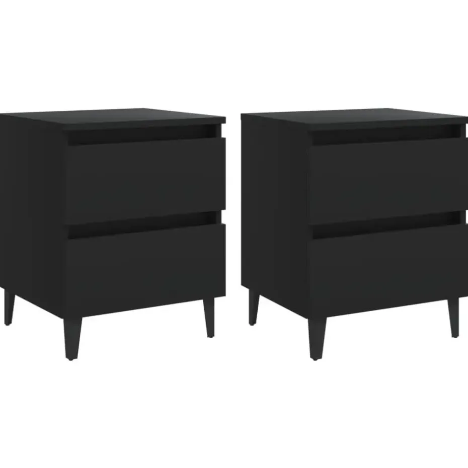 vidaXL - Nachtkastje - Zwart - Bewerkt hout - 2 stuks