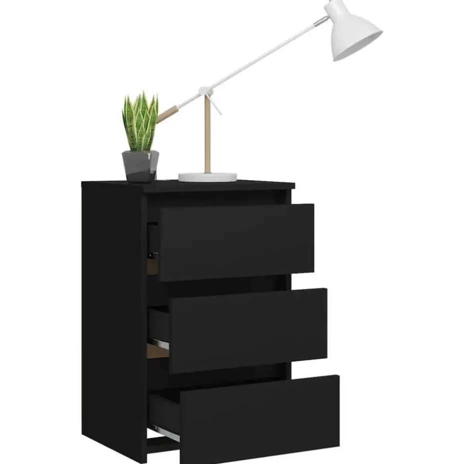 vidaXL - Nachtkastje - Zwart - Bewerkt hout