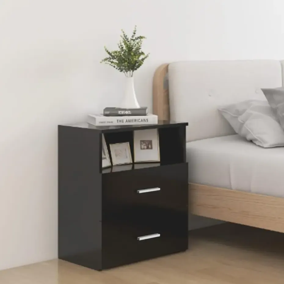 vidaXL - Nachtkastje - Zwart - Bewerkt hout