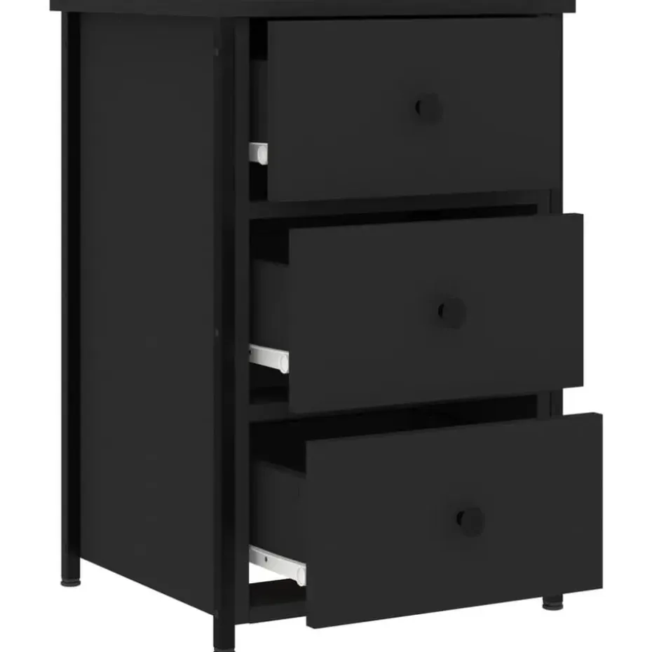 vidaXL - Nachtkastje - Zwart - Bewerkt hout - 2 stuks