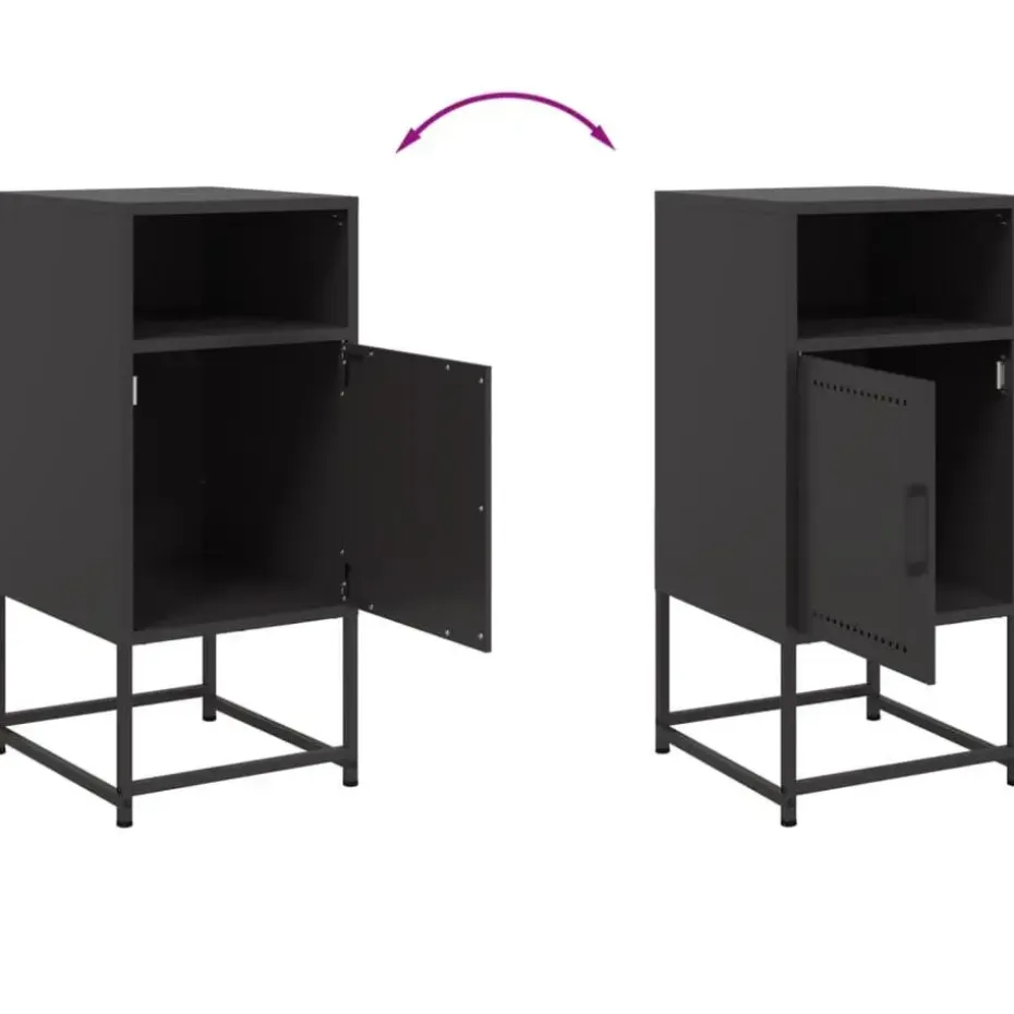 vidaXL - Nachtkastje - Zwart - Staal - 2 stuks