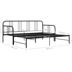 vidaXL - Onderschuifbed - Zwart - Metaal - 90x200 cm