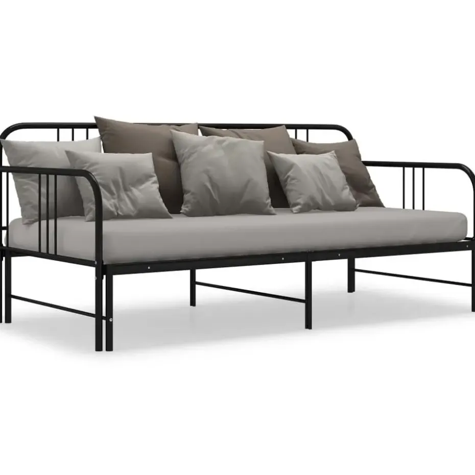 vidaXL - Onderschuifbed - Zwart - Metaal - 90x200 cm