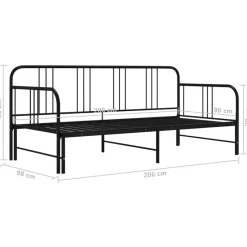 vidaXL - Onderschuifbed - Zwart - Metaal - 90x200 cm