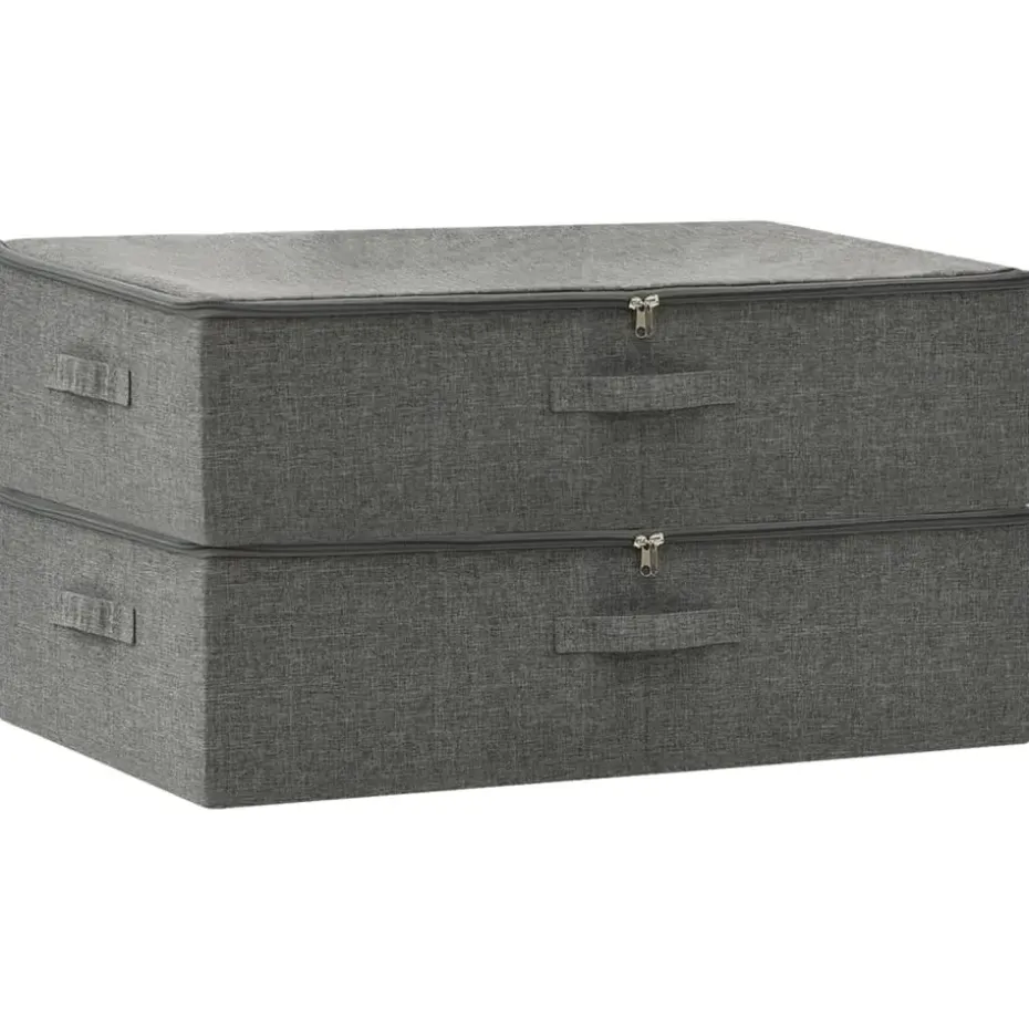 vidaXL - Opbergbox Opbergboxen - Antraciet - Stof - 2 stuks
