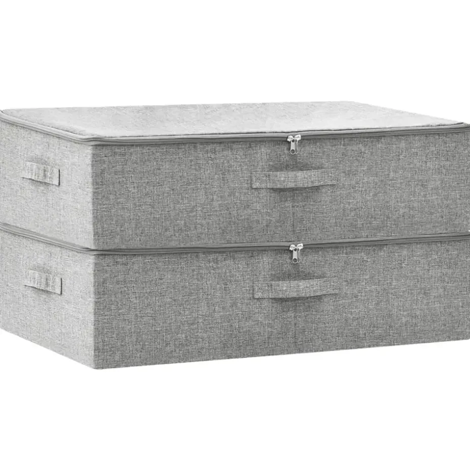 vidaXL - Opbergbox Opbergboxen - Grijs - Stof - 2 stuks