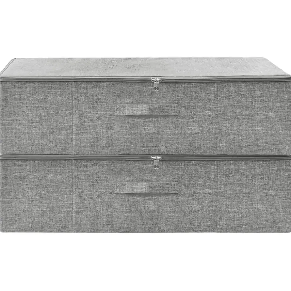 vidaXL - Opbergbox Opbergboxen - Grijs - Stof - 2 stuks