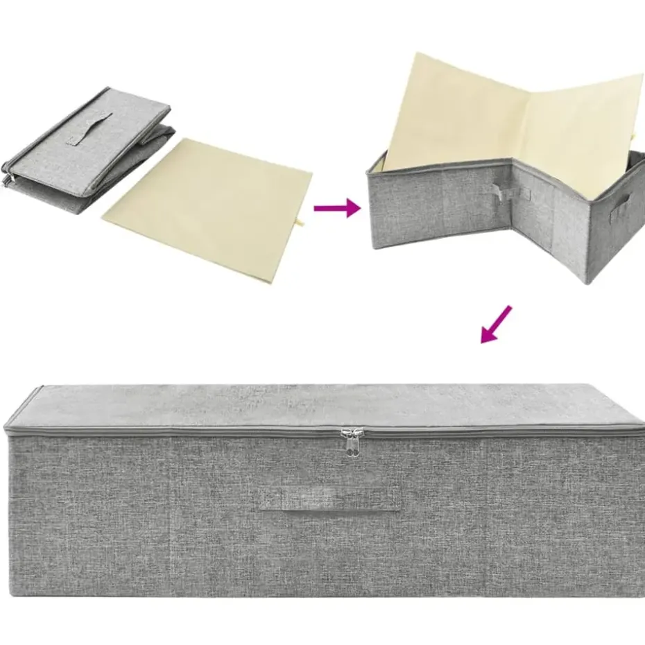 vidaXL - Opbergbox Opbergboxen - Grijs - Stof - 2 stuks